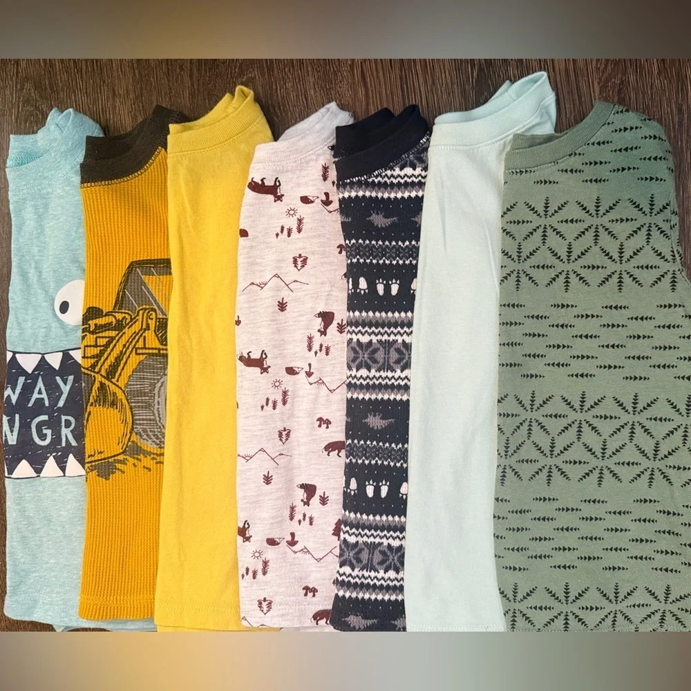 Kids Long Sleeve Tees Set of 7- Assorted Colors